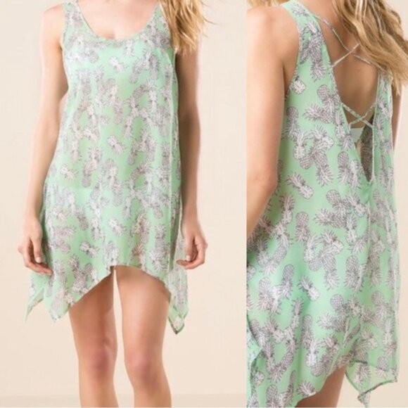 Francesca’s | Green Chevelle Pineapple Swim Cover-Up | Size Small, Medium - Picture 1 of 8